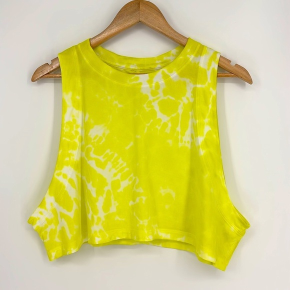 Lululemon All Yours Cropped Cotton Tank Women’s Size 12* Yellow Tie Dye in EUC! - Picture 1 of 4